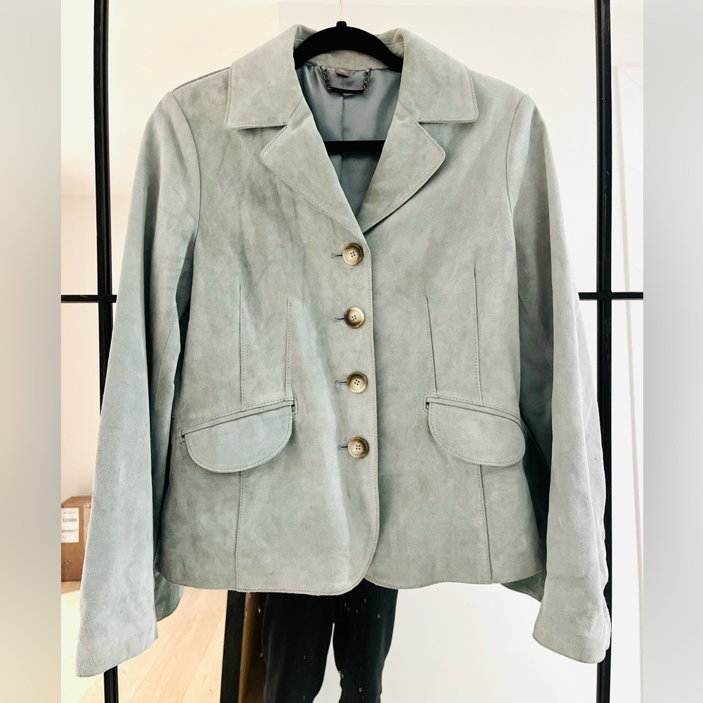 Vintage Western Blue 100% Suede Jacket